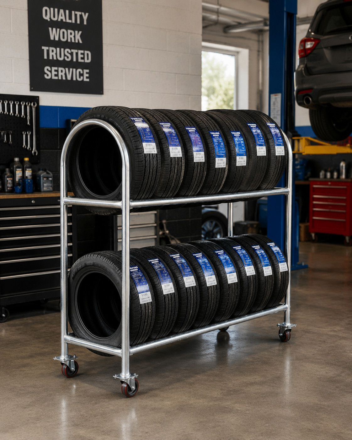 Tire Rack Heavy Duty Rolling 2 Tier Portable Tire Rack Heavy Duty Rolling 2 Tier Portable