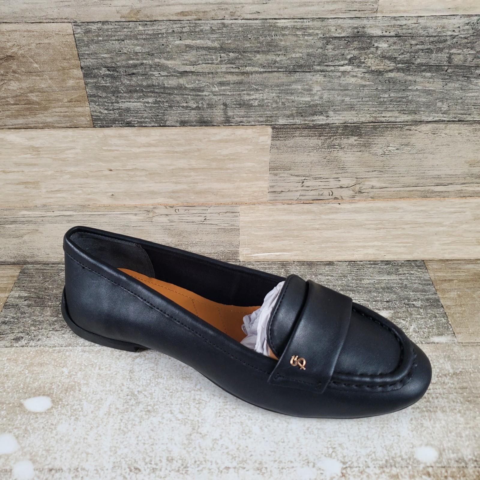 Franco Sarto Faris Womens Loafers Shoe Sz 6 M Black Leather Slip On Round Toe