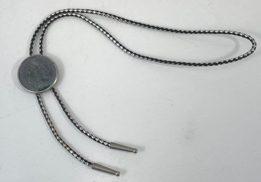 Vintage Key Date 1881 Morgan Silver Dollar BOLO TIE Necklace 90% Silver