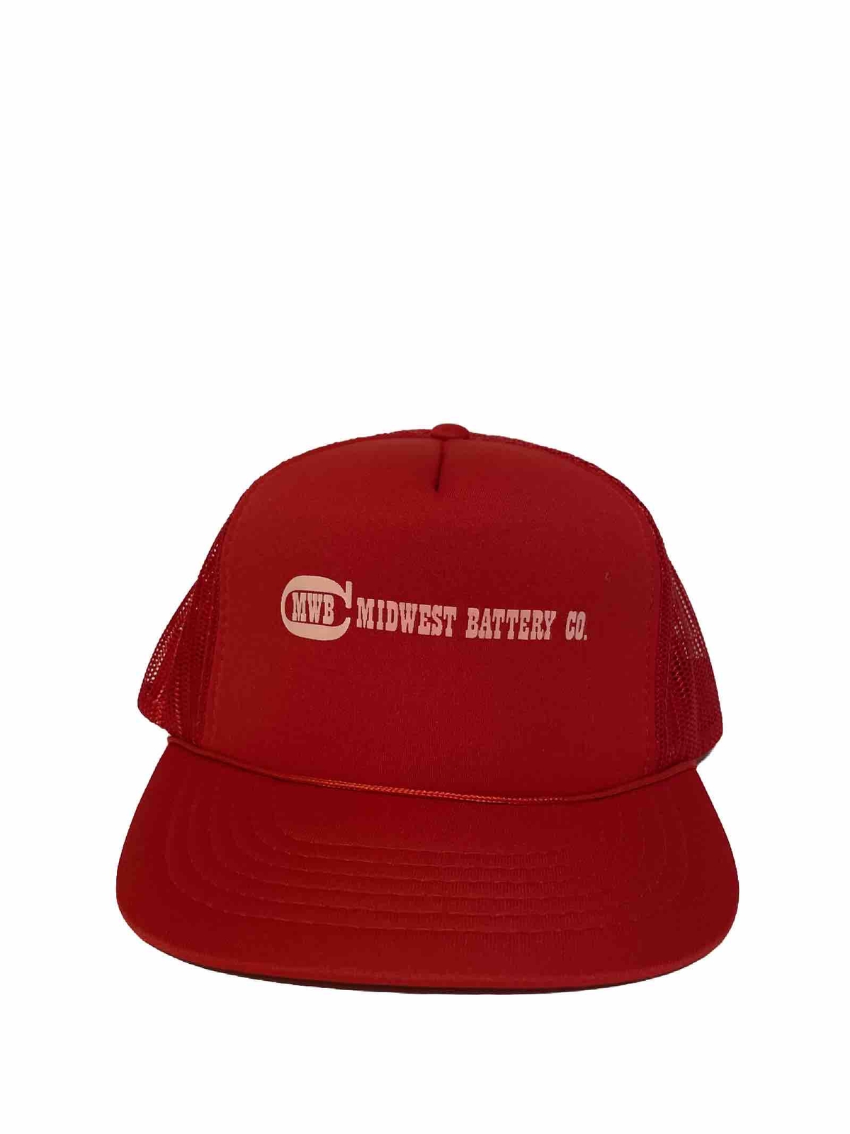 Vintage Midwest Battery Co. Red Snapback Trucker Hat Yupoong