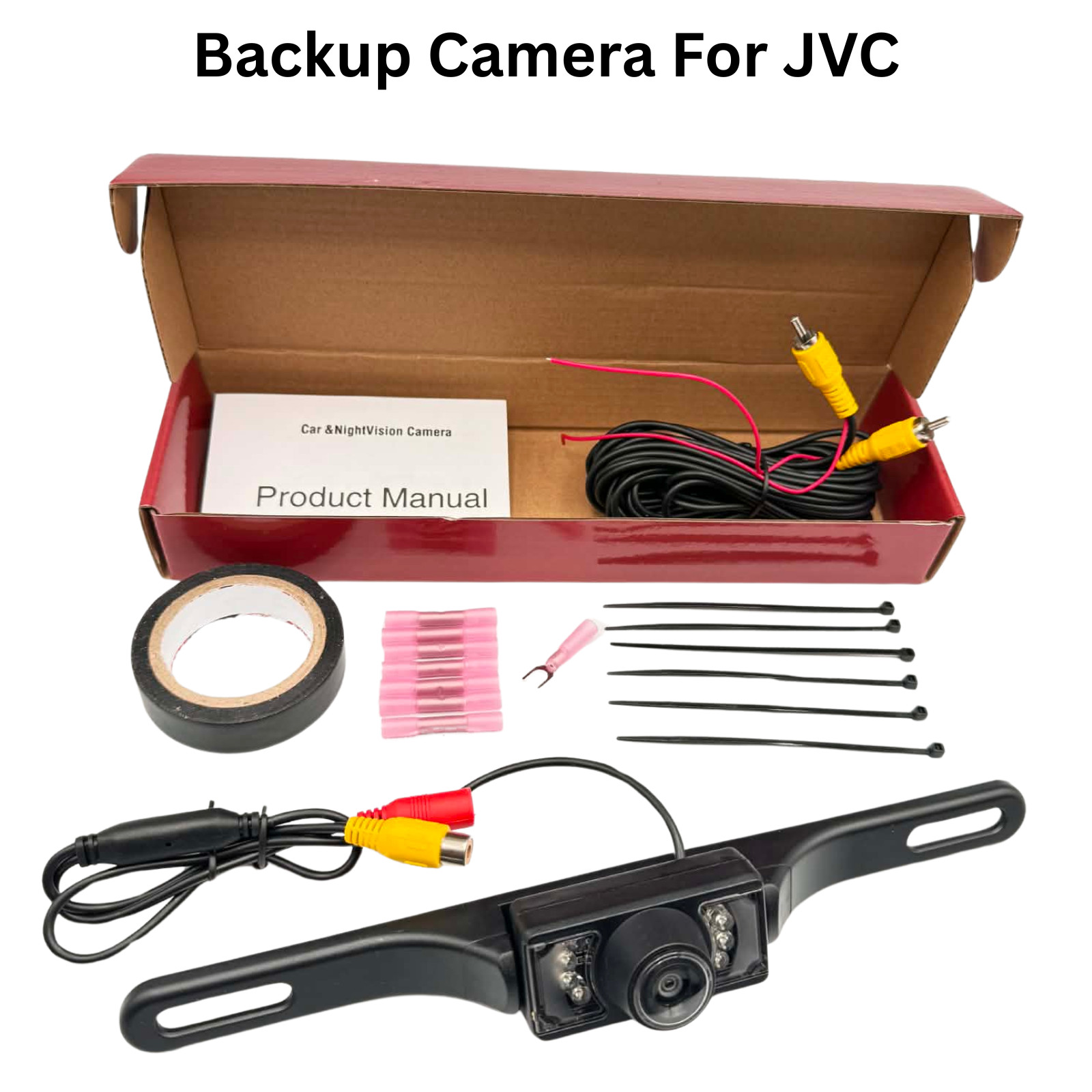 Rearview Backup Plate Camera for JVC KW-AV50 KWAV50 Install Kit