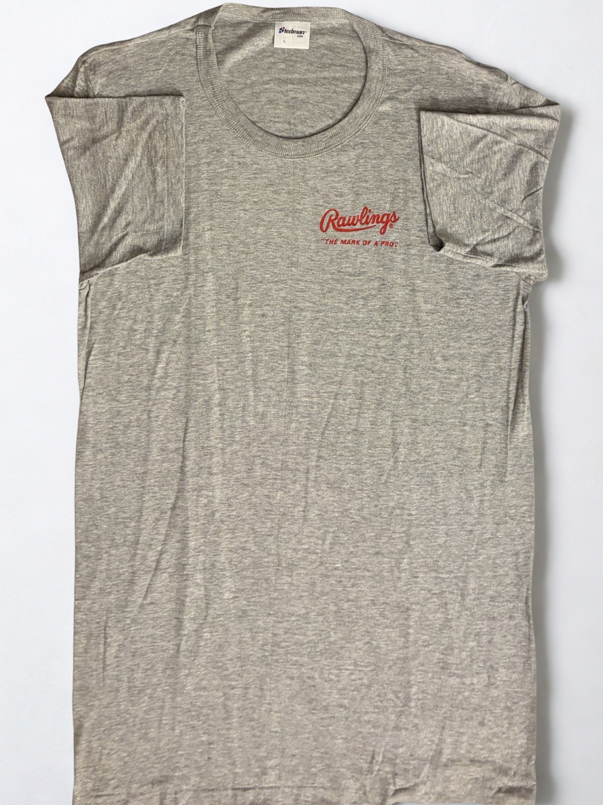 Vintage Rawlings The Mark of a Pro Baseball T-Shirt Large USA Gray NOS