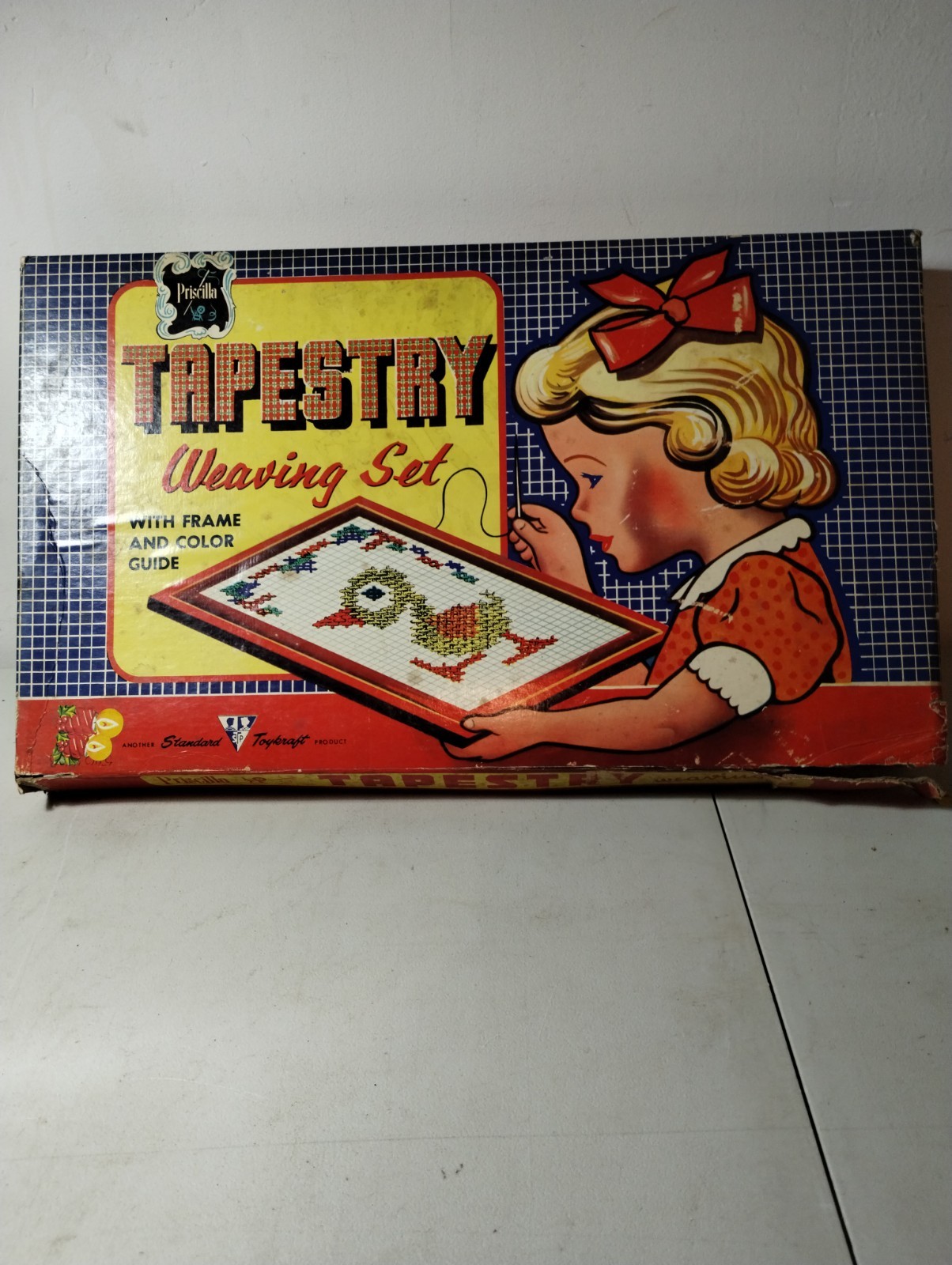 1950\'s Priscilla Needlepoint Tapestry Weaving Set Kit Standard Toykraft 1950\'s Priscilla Needlepoint Tapestry Weaving Set Kit Standard Toykraft