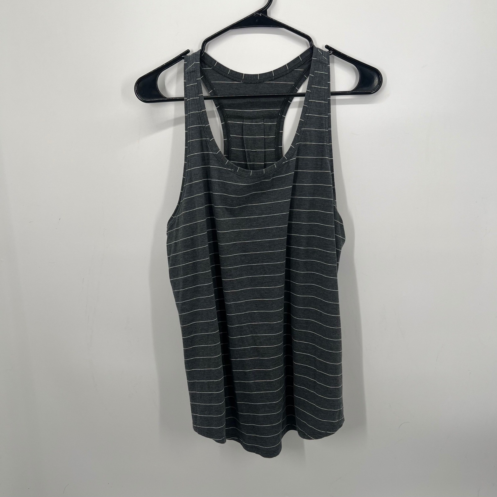 Lululemon Grey Striped Racerback Love Tank Top Pleated Back Athletic Yoga