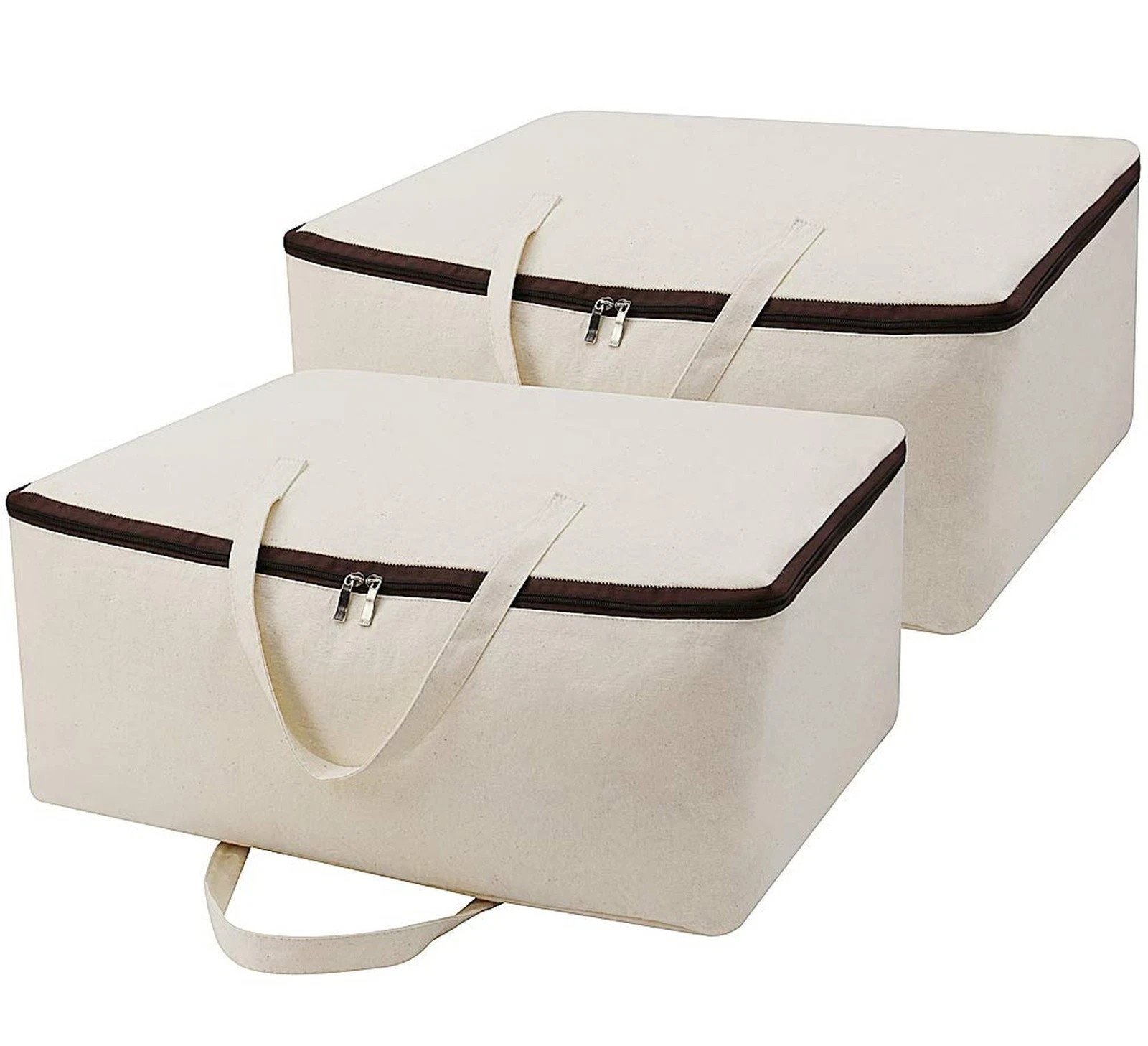 2 Pack Cotton Storage Bags for Duvets, Blankets, Soft Blanket Organizer Bag |...