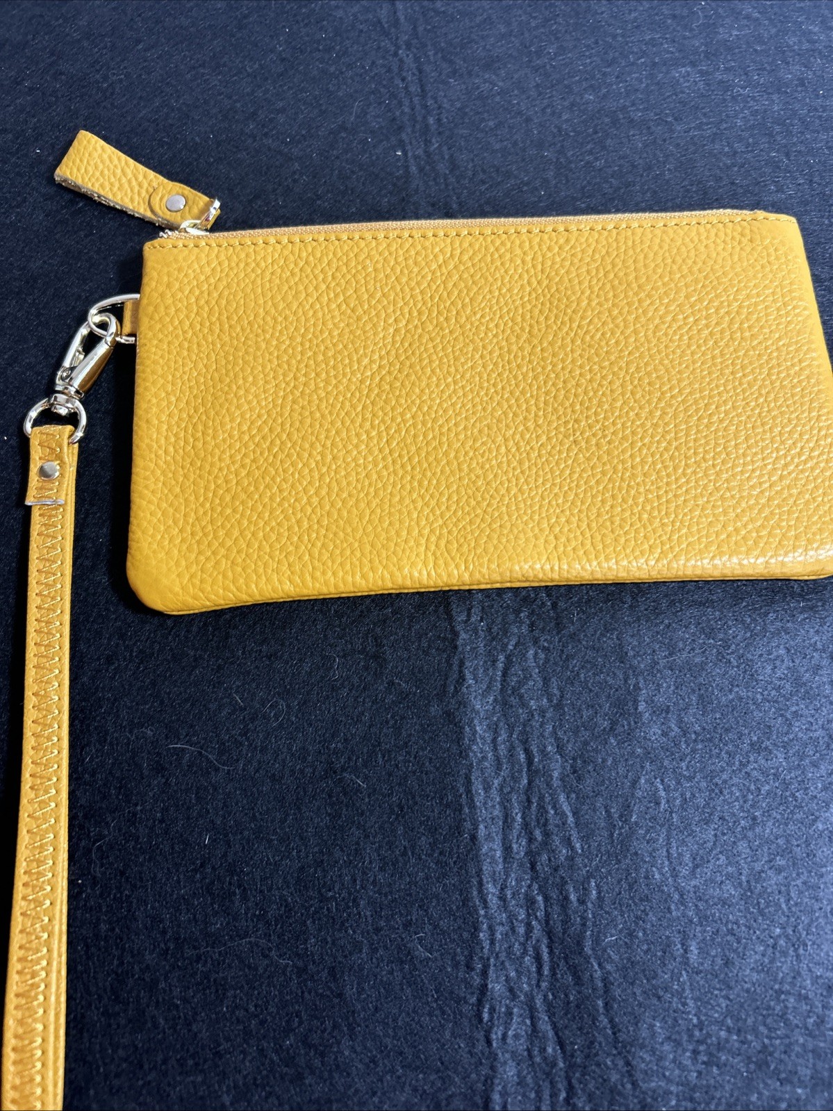 Wristlet Wallet Faux Leather Pebbled Mustard Yellow NWOT