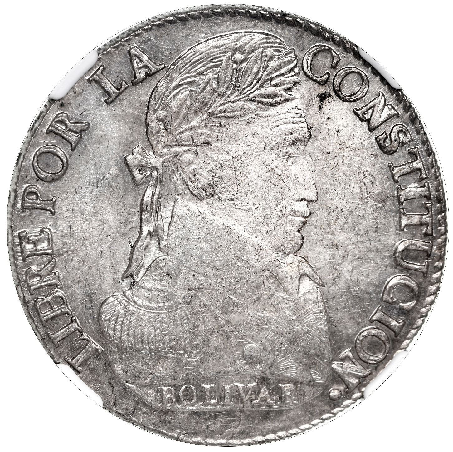1838 Bolivia 8 Soles reales Potosi silver NGC MS 62 Unc Uncirculated RADIANT