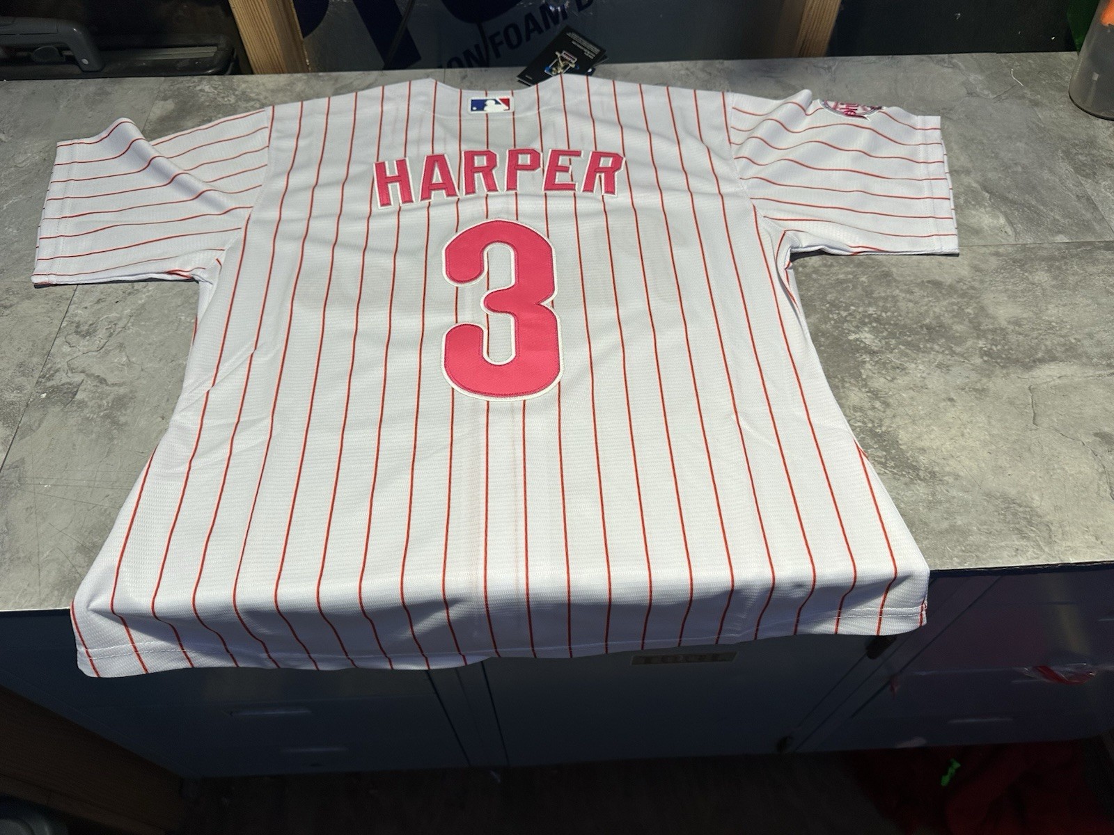 NWT Women’s Ladies Nike Bryce Harper Phillies Home Pink Pinstripe Jersey Medium