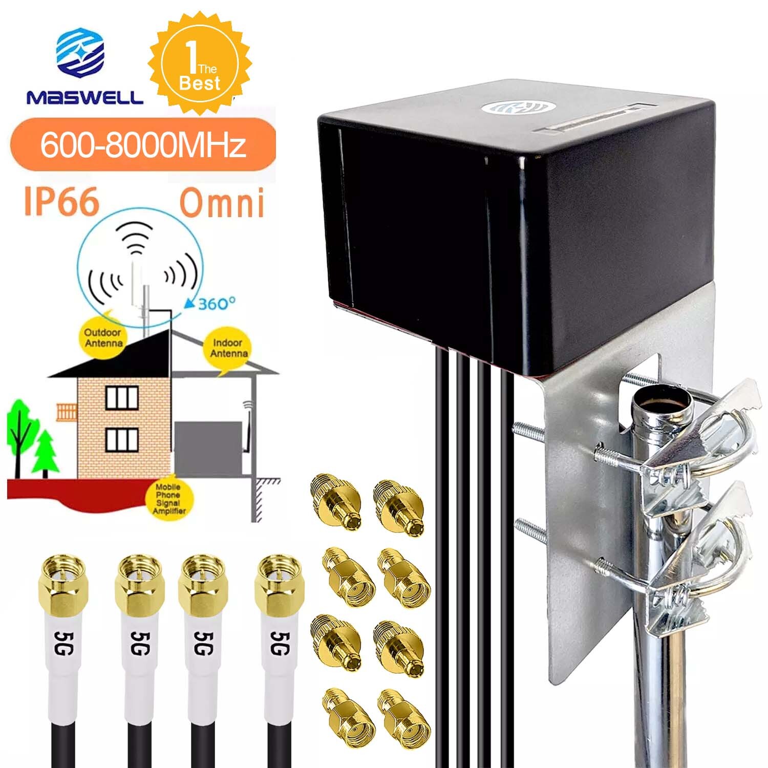 4G+ 5G Antenna 4X4 MIMO 6dBi 600-8000MHz SMA TS9 for T-mobile G4SE Verizon AT&T