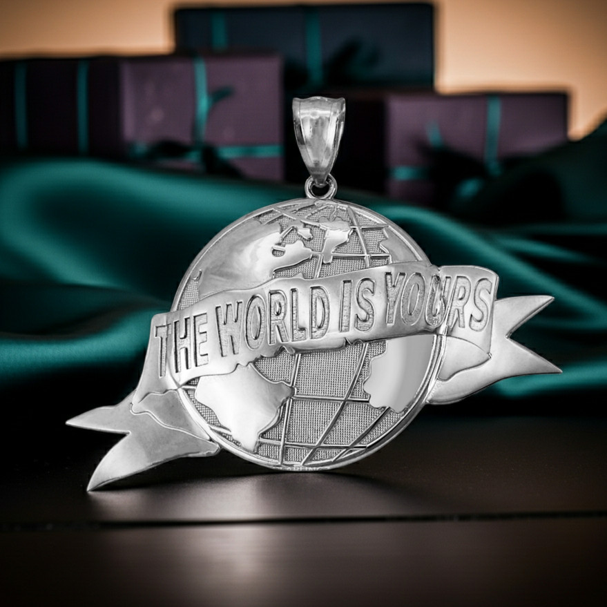 THE WORLD IS YOURS Sterling Silver Pendant