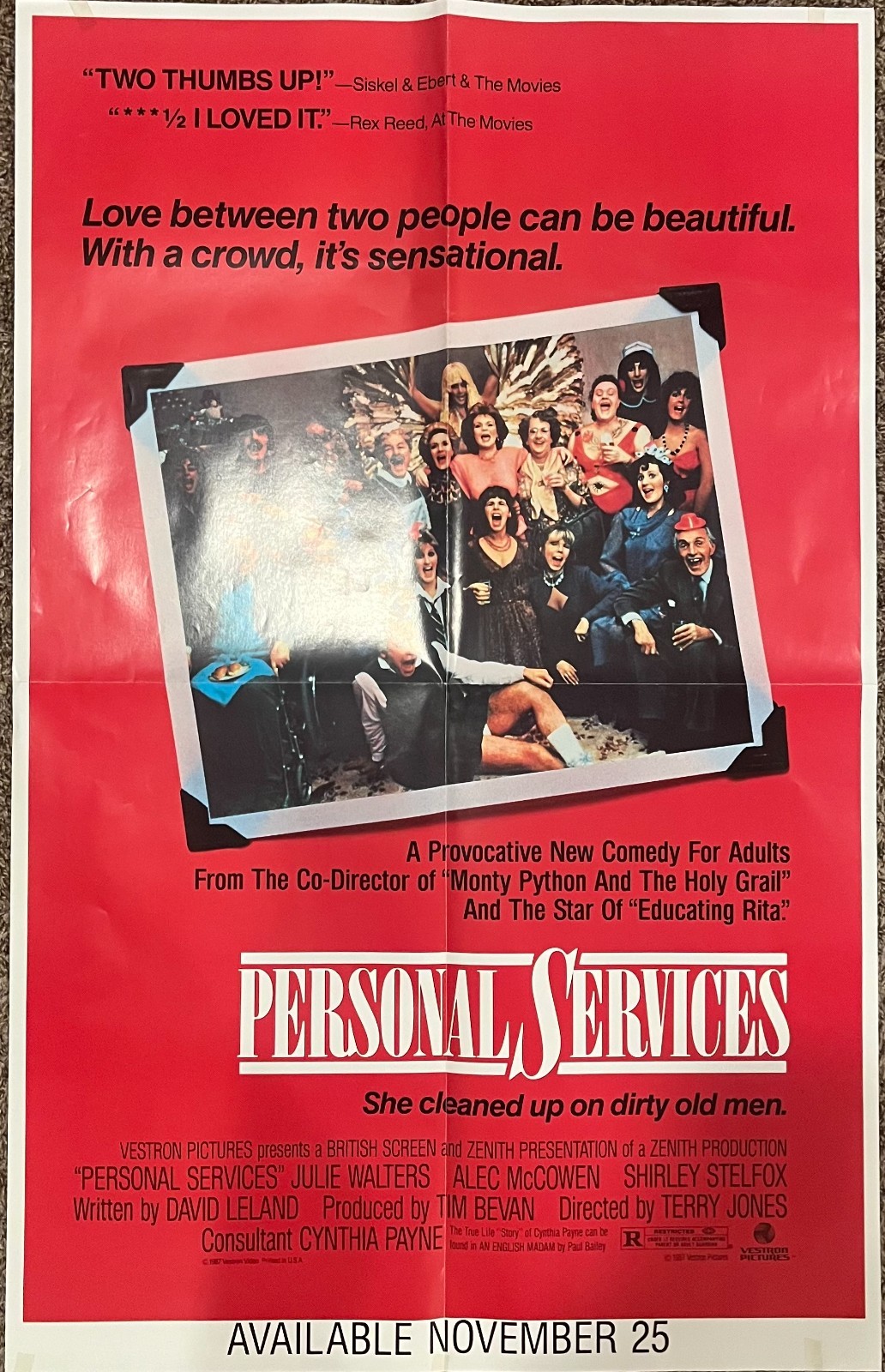 Original Vintage Personal Services Movie Video Store Poster 41x27