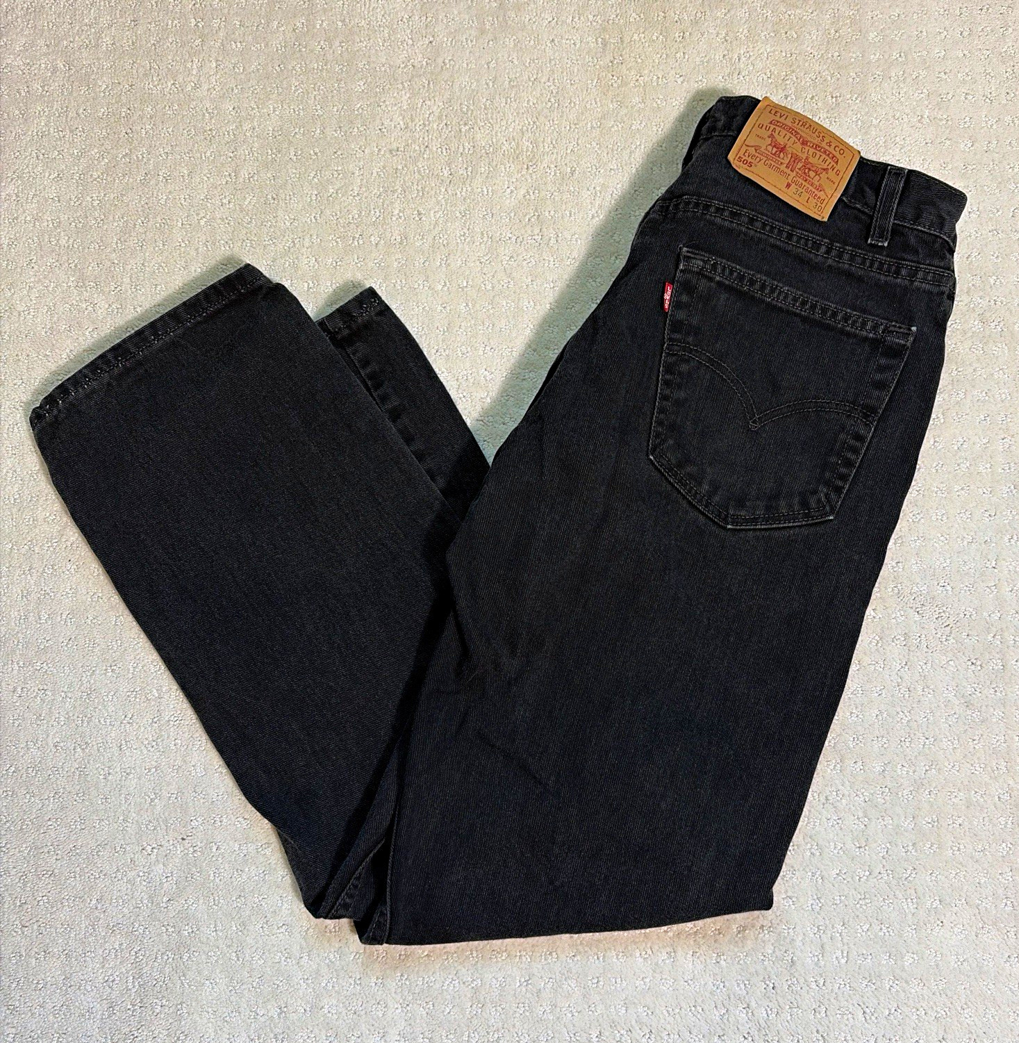 Vintage Levis 505 Jeans Mens 34x30 Black Made in USA Regular Fit Straight Leg