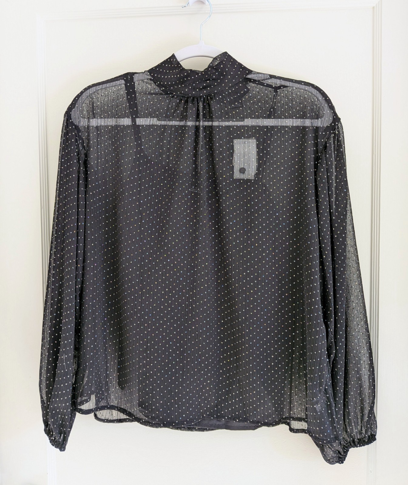 NWT Sanctuary Glitter Dot Black Sheer Mock Neck Shirt and Tank Set Size S