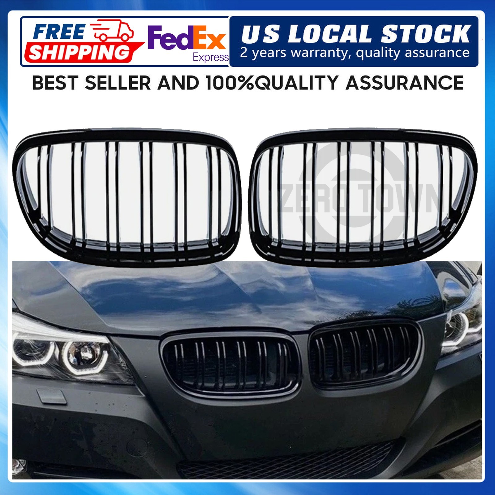 For 2009-2011 BMW 3 Series E90 E91 325i 328i LCI Gloss Black Front Kidney Grille