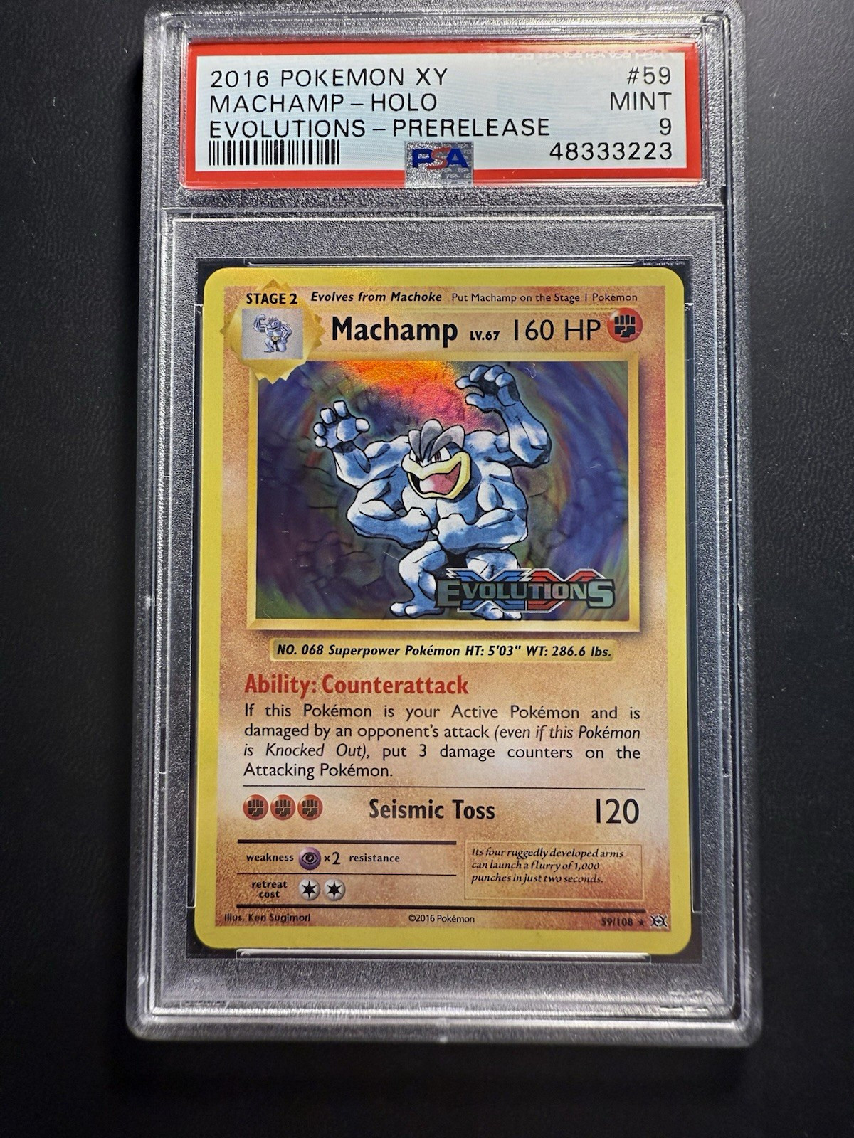 Pokemon 2016 XY Evolutions Prerelease Promo Machamp 59/108 Holo English PSA 9 Pokemon 2016 XY Evolutions Prerelease Promo Machamp 59/108 Holo English PSA 9