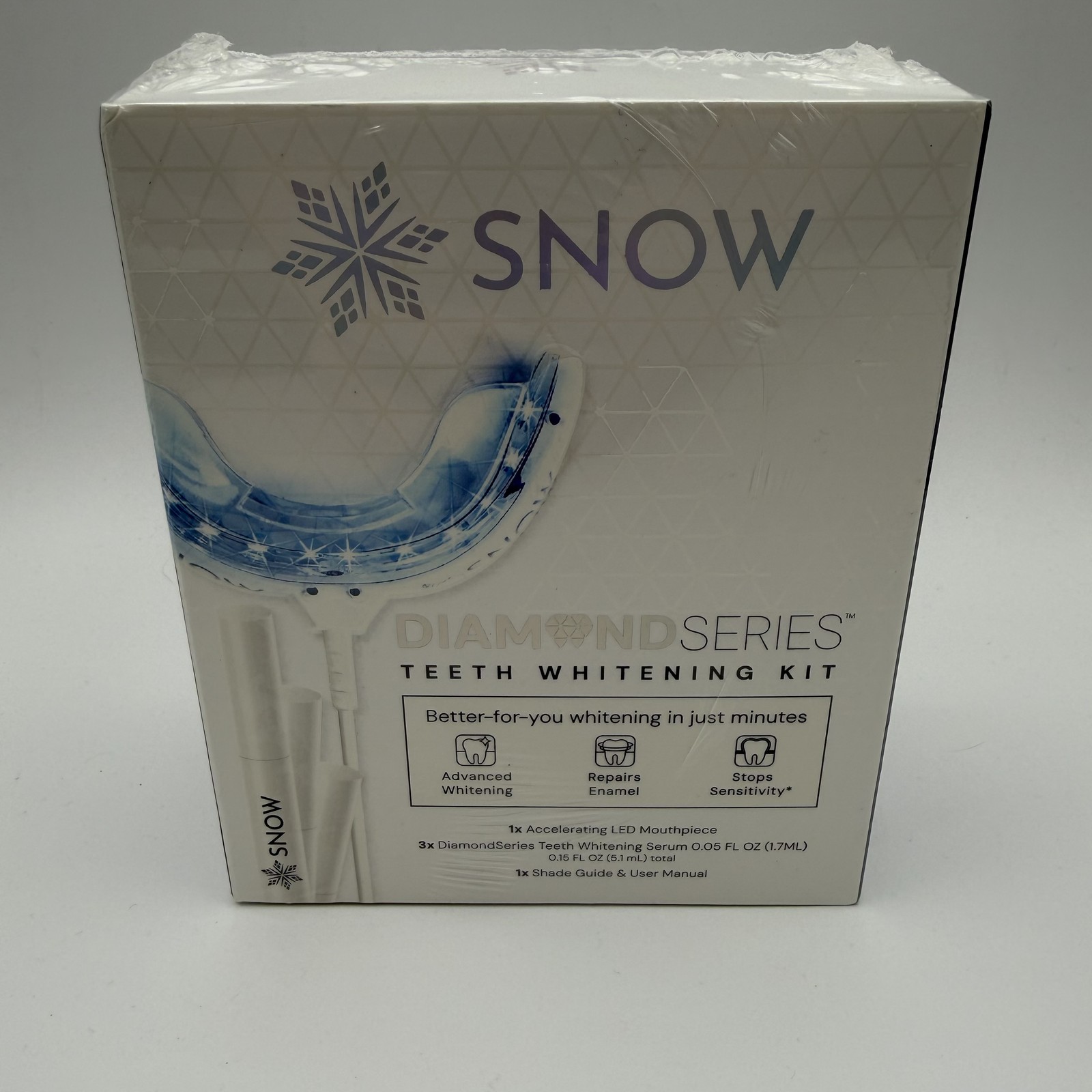 NEW SNOW Diamond Series Teeth Whitening Kit LED Light Mouthpiece & Serum - 03/27