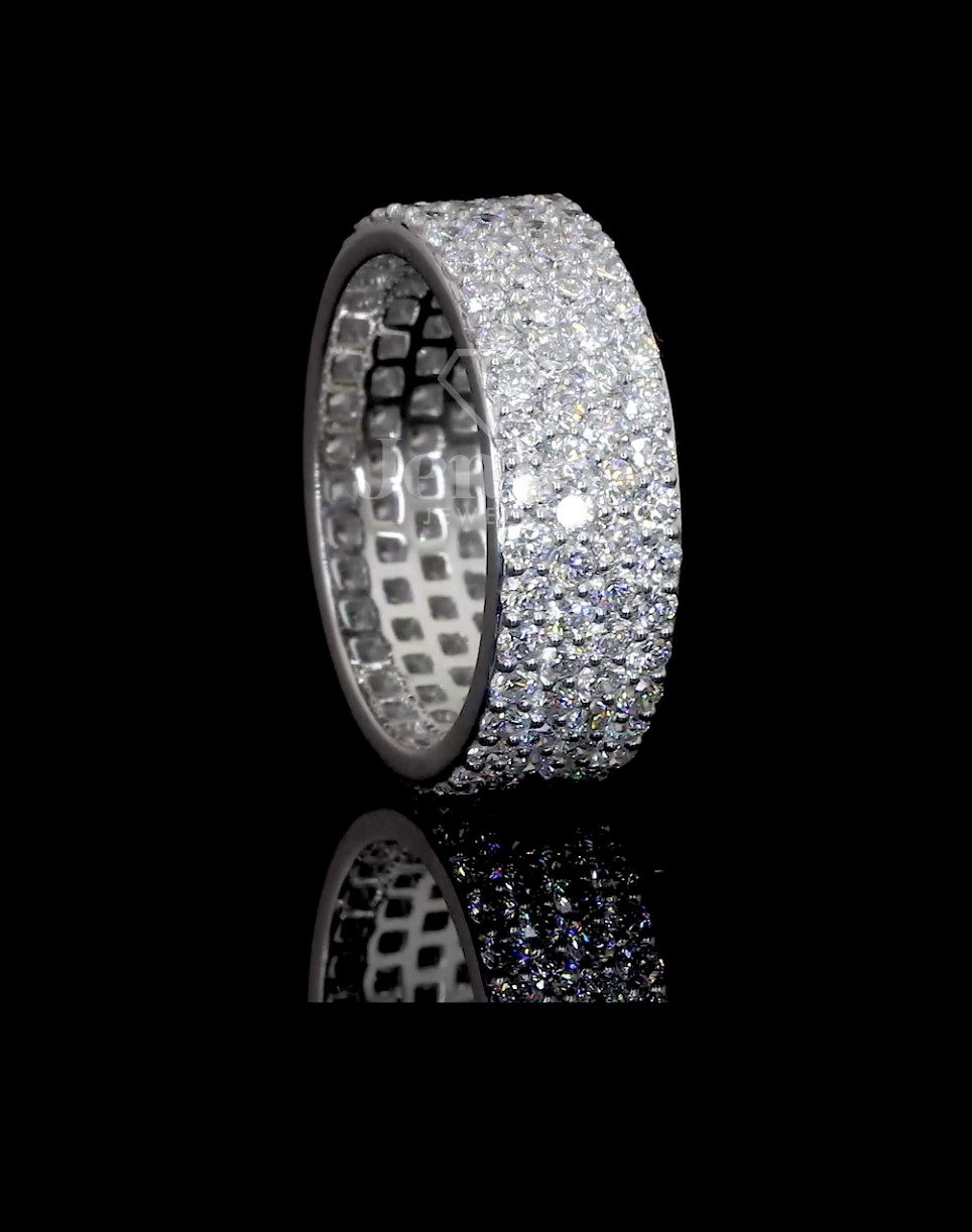 2.22 CT Round Cut Lab-Grown Diamond Wide Eternity Band – E VS1 IGI Certified