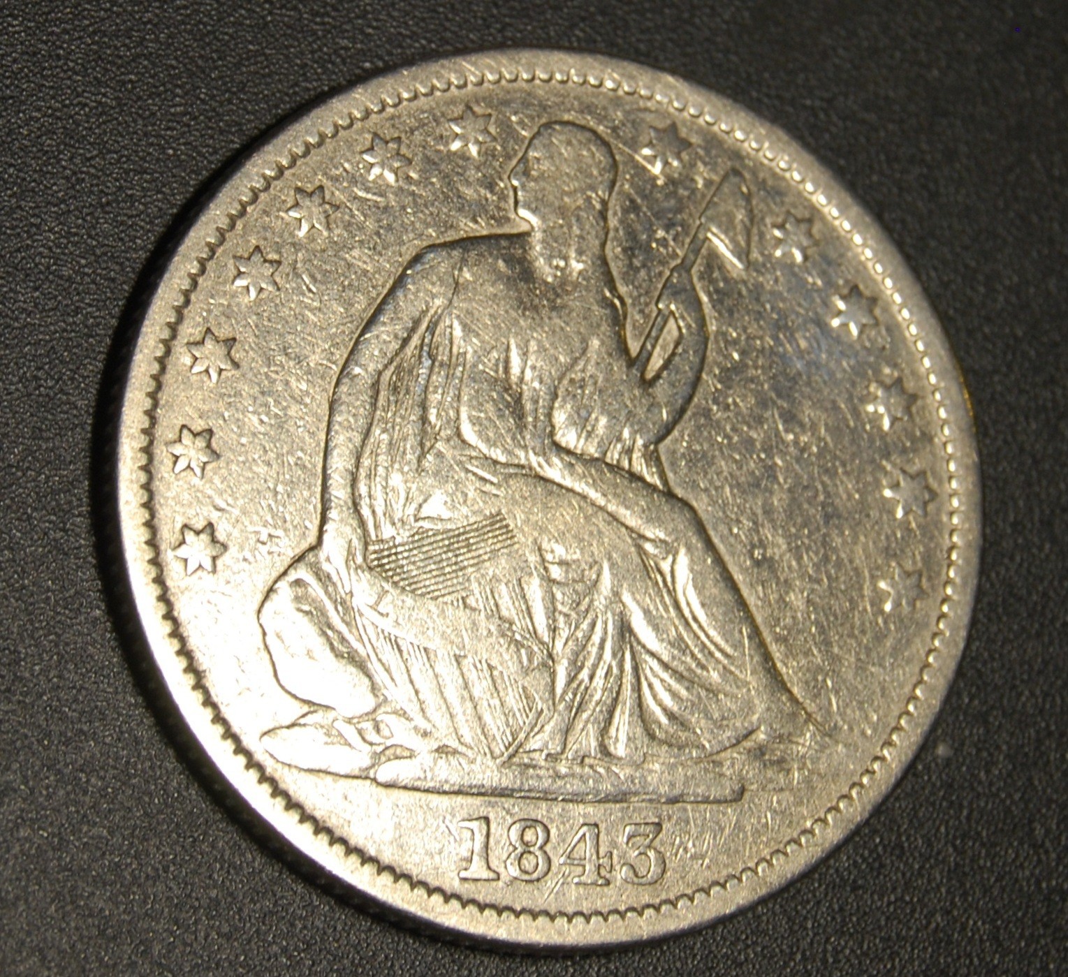 1843 o Seated Liberty Half Dollar