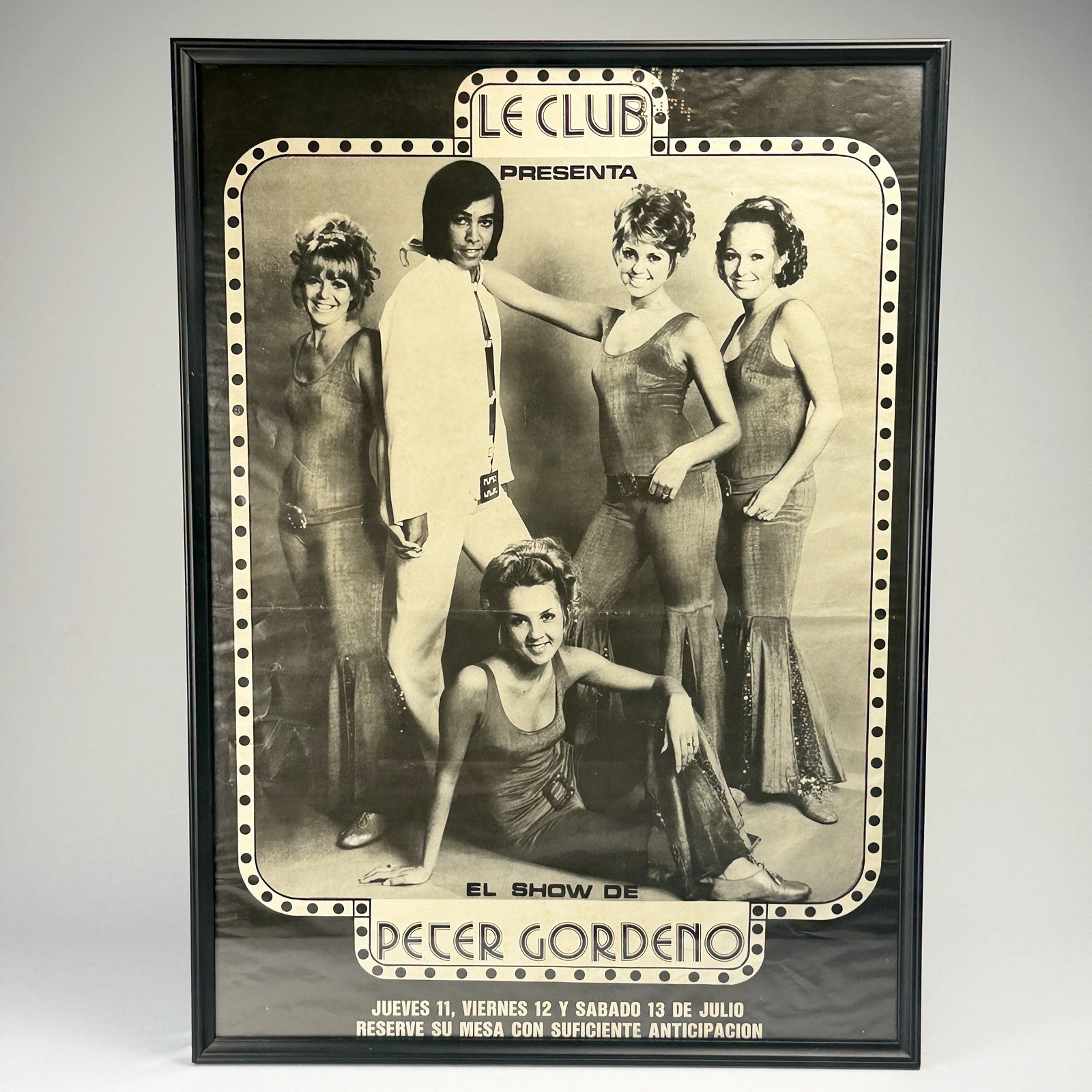 Vintage 1974 Peter Gordeno Le Club Caracas Venezuela Cabaret Poster Framed 18x25 Vintage 1974 Peter Gordeno Le Club Caracas Venezuela Cabaret Poster Framed 18x25