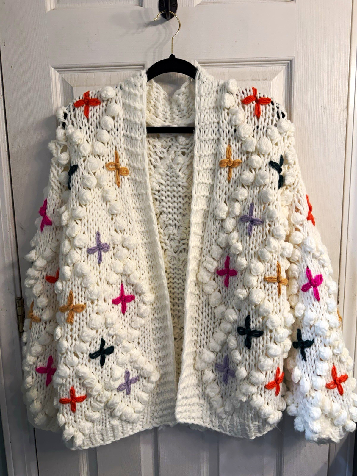 Fate White Chunky-Knit Open Front Long Sleeve Cardigan Anthro Dupe