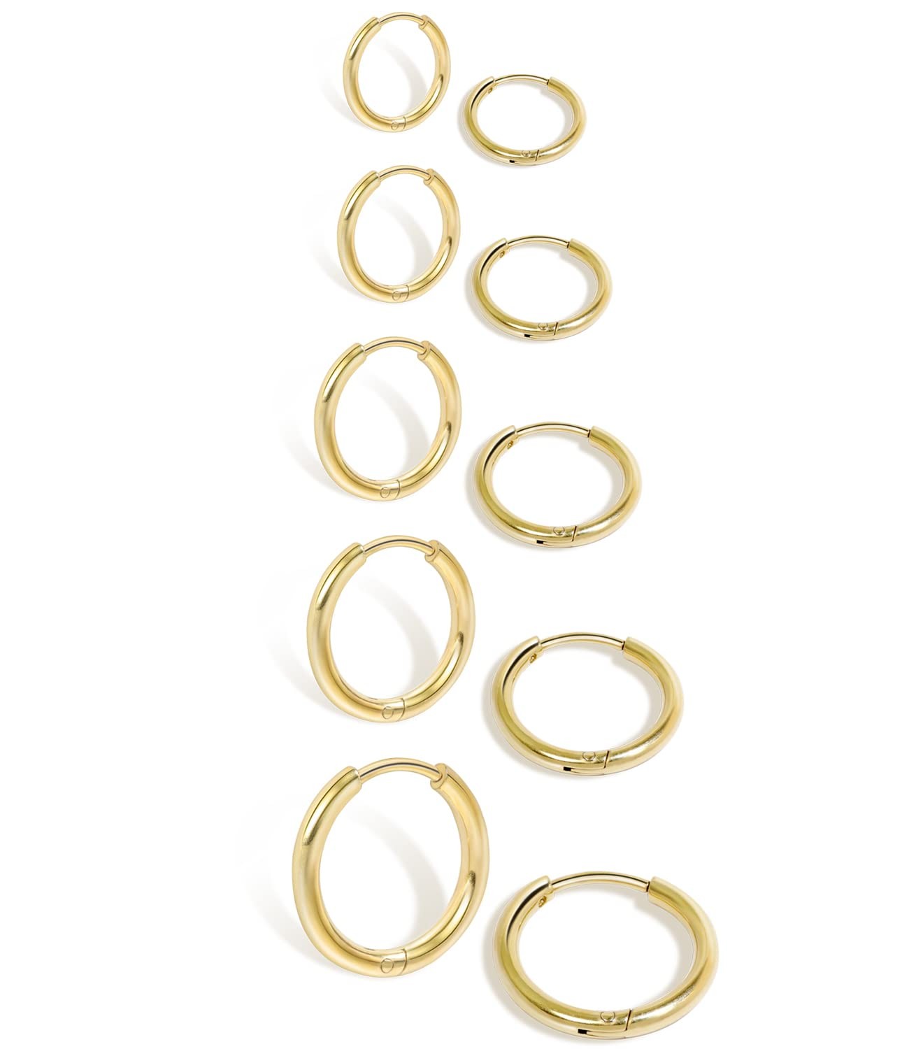 Small Gold Hoop Earrings, Hinged Huggie Hoop Earrings for Lobe Cartilage Helix
