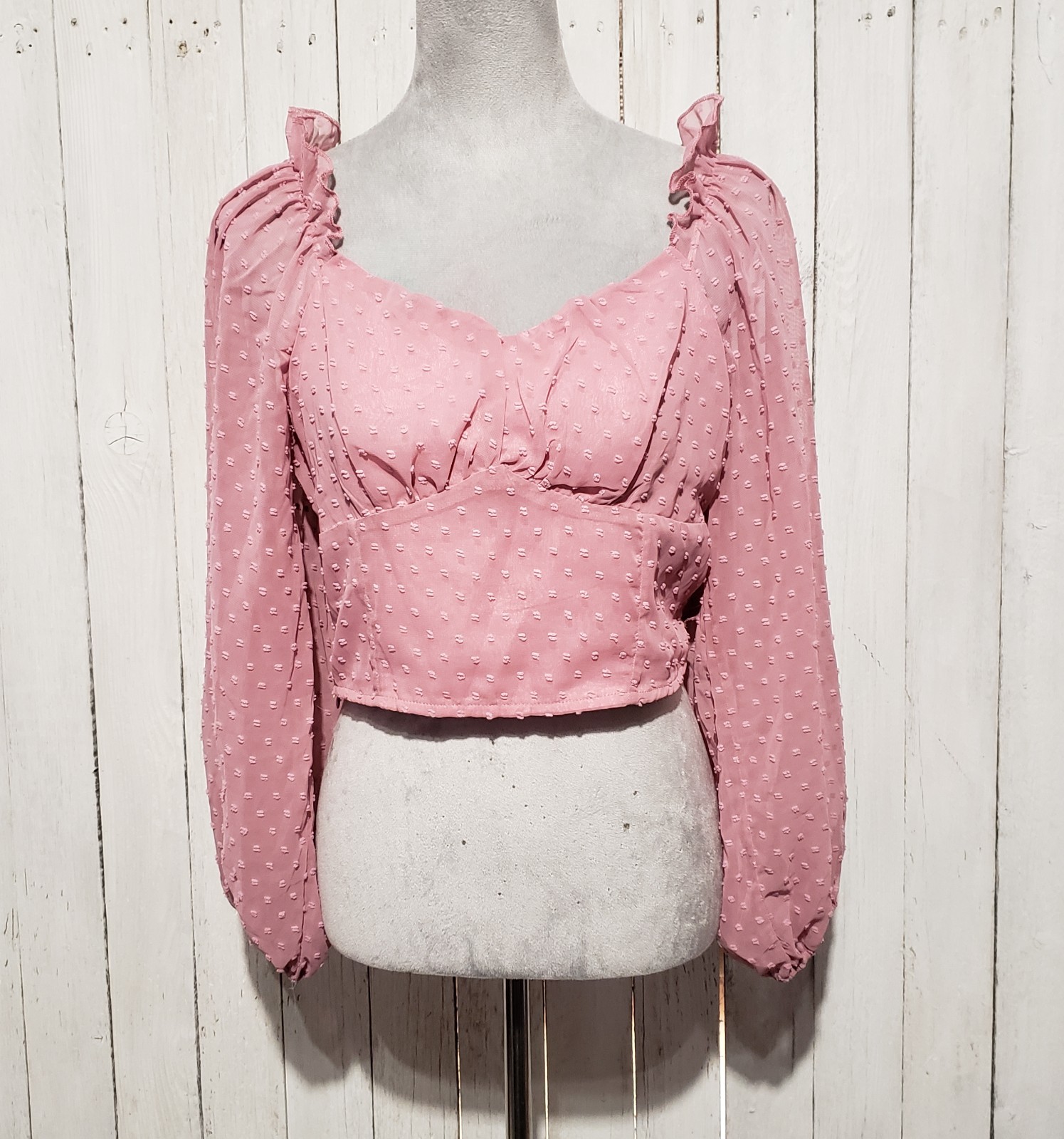 Romwe 8 10 Top Pink Milkmaid Crop Fairy Cottage Soft Girl Romantic Y2k Defect