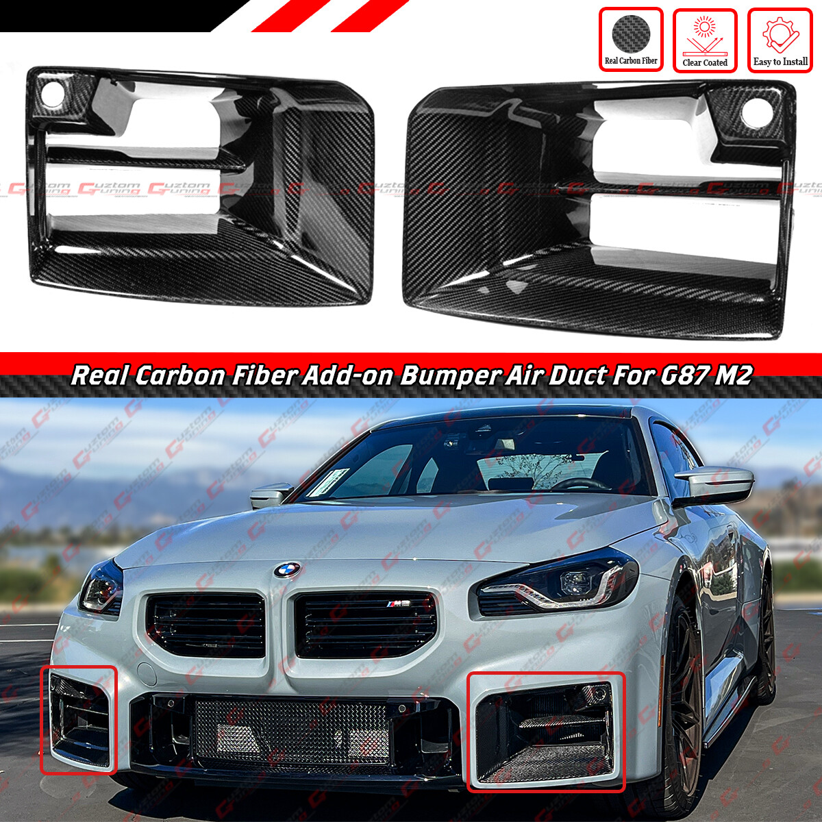 FOR 2023-26 BMW G87 M2 CARBON FIBER FRONT BUMPER AIR DUCT VENT INLET TRIM COVER FOR 2023-26 BMW G87 M2 CARBON FIBER FRONT BUMPER AIR DUCT VENT INLET TRIM COVER