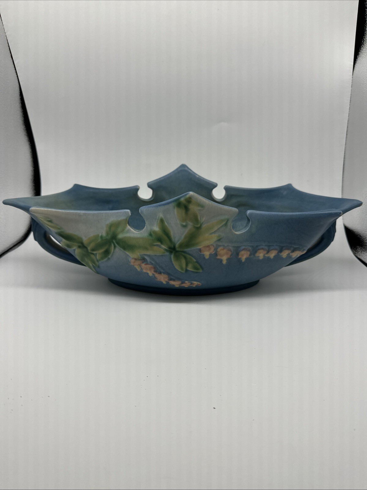 Vintage Roseville Bleeding Heart Console Bowl (as Is)