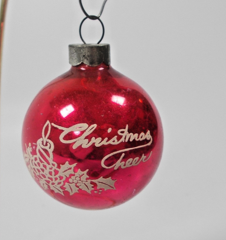 Vtg 1950's Franke Stenciled Christmas Cheer Ornament 2