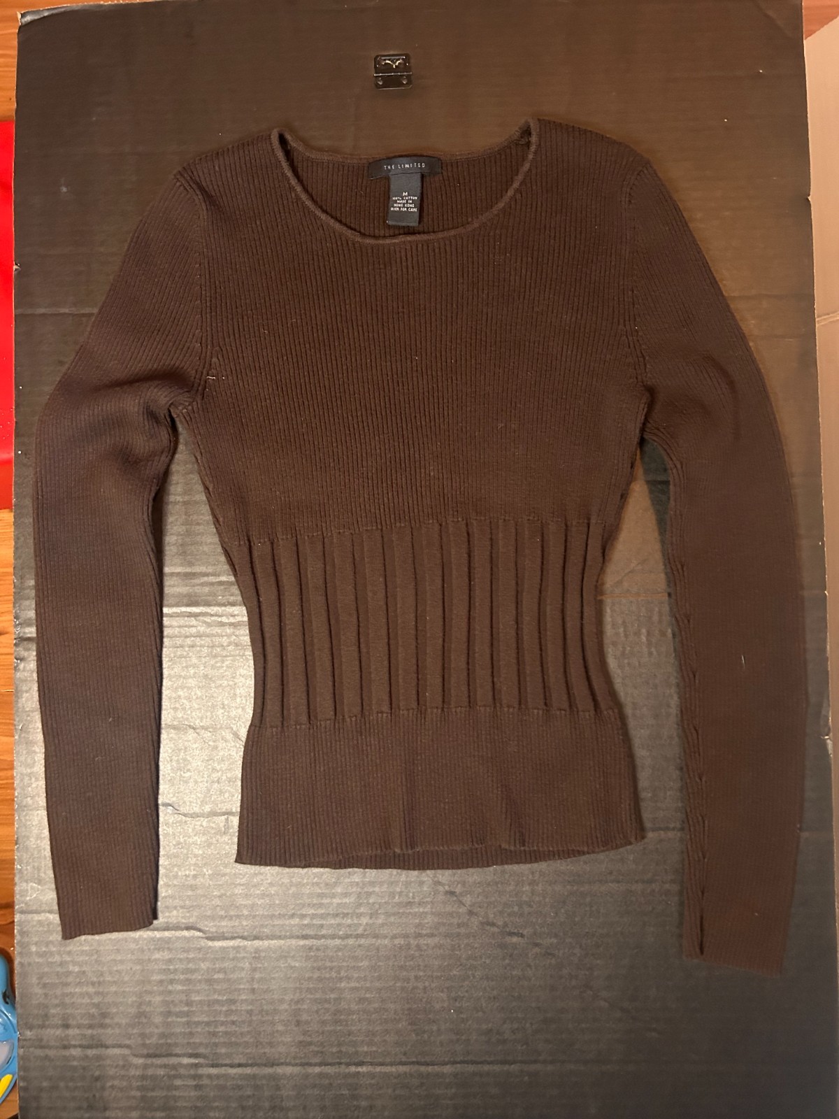 The Limited Mock Corset form slimming Long Sleeve Top, Black 90’s Minimalism