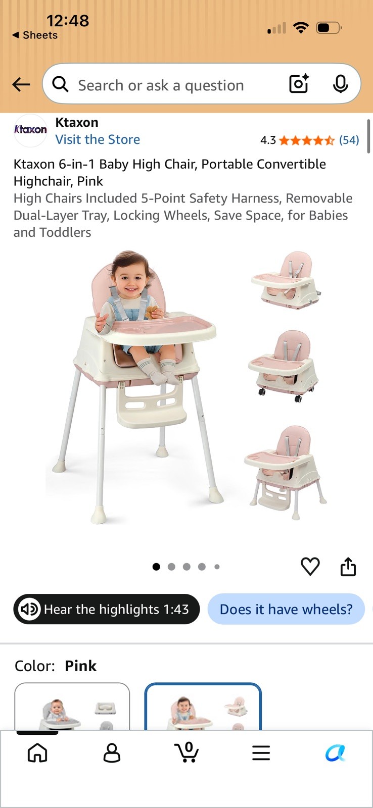 Ktaxon 3-in-1 Baby High Chair 5-Point Safety Harness Removable Dual-Layer