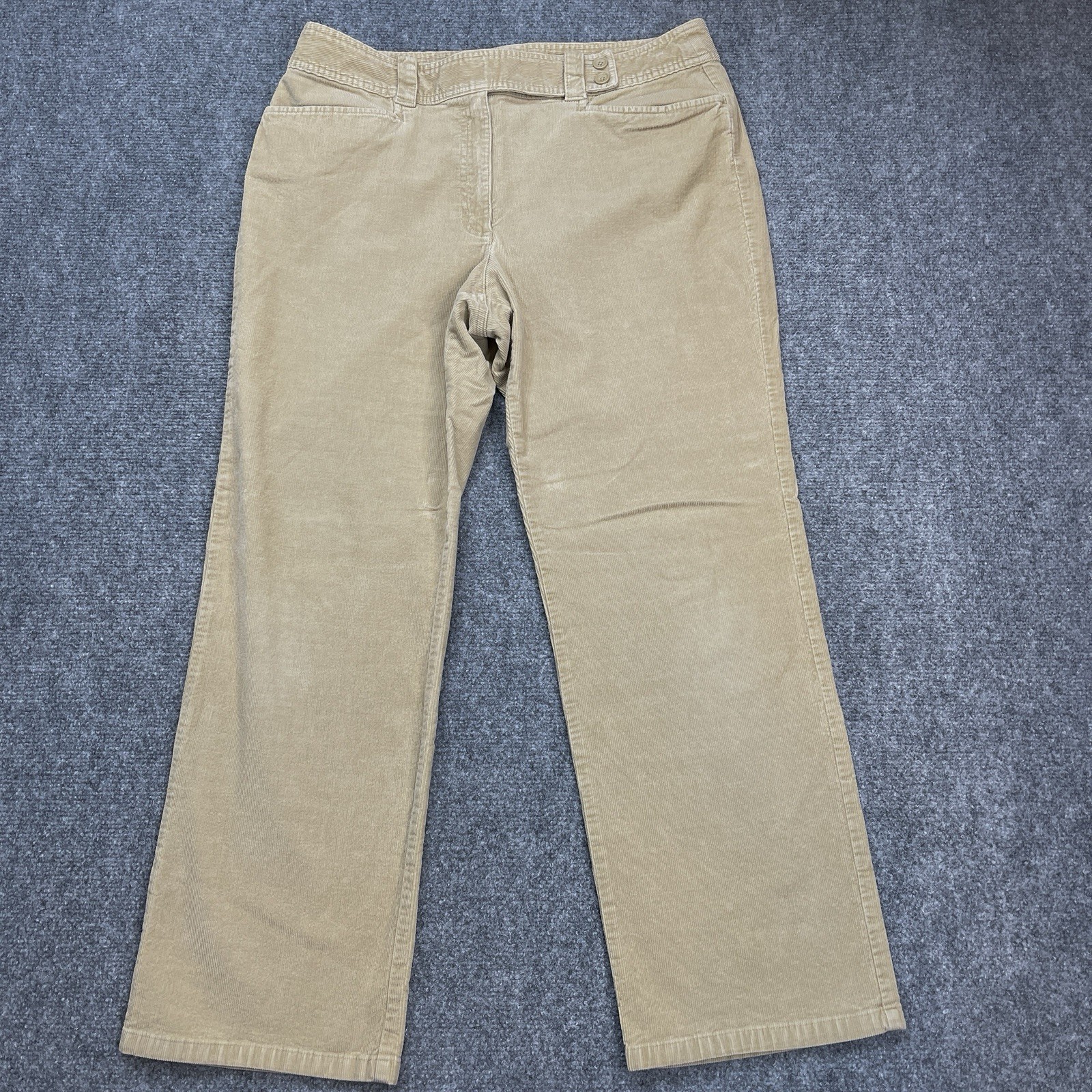 Talbots Corduroy Pants Womens 16 Petite Khaki Straight Leg Stretch Cotton Blend