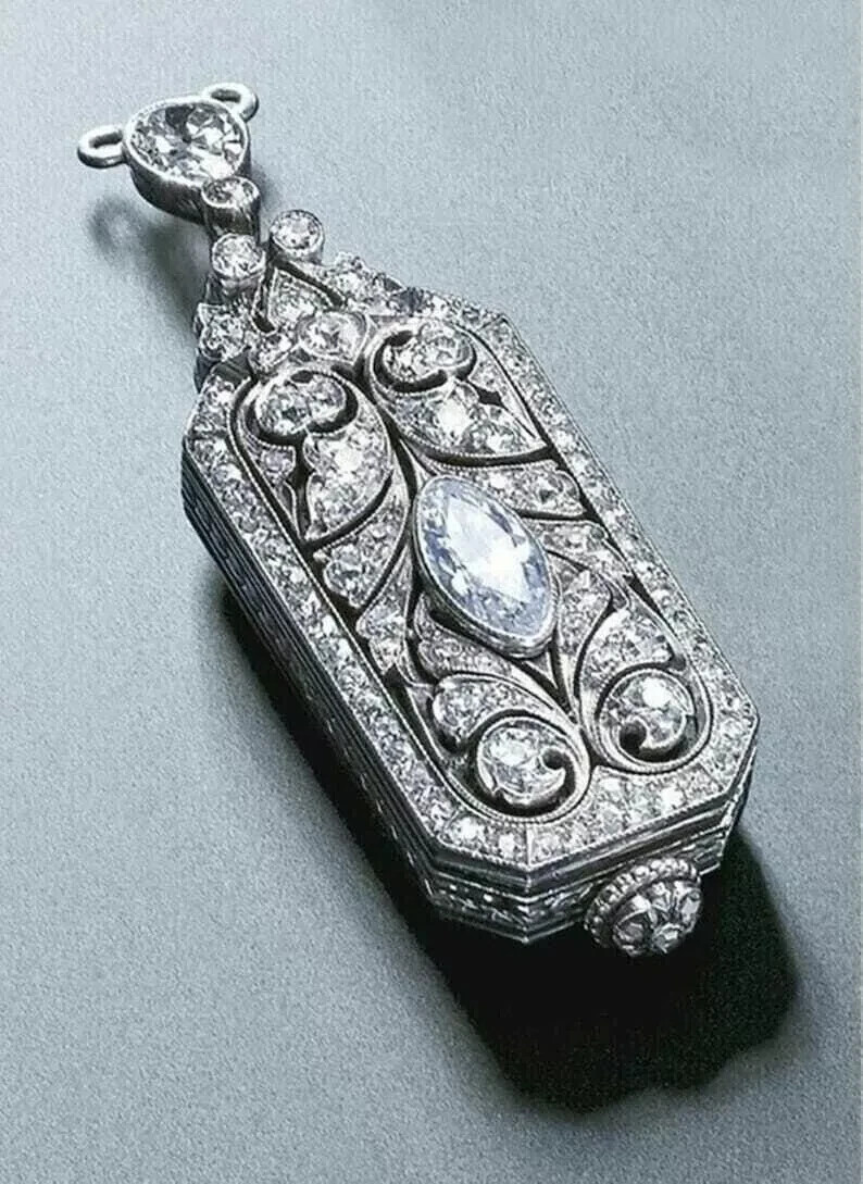 5.20Ct Marquise Cut Diamond Engagement Anniversary 14K White Gold Finish Pendant