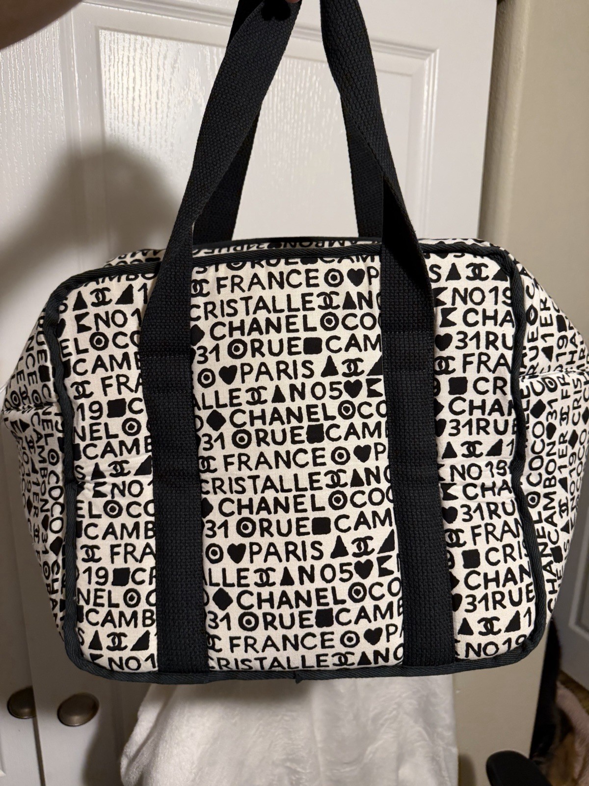 Rare Chanel Cristalle tote bag cloth insulated 