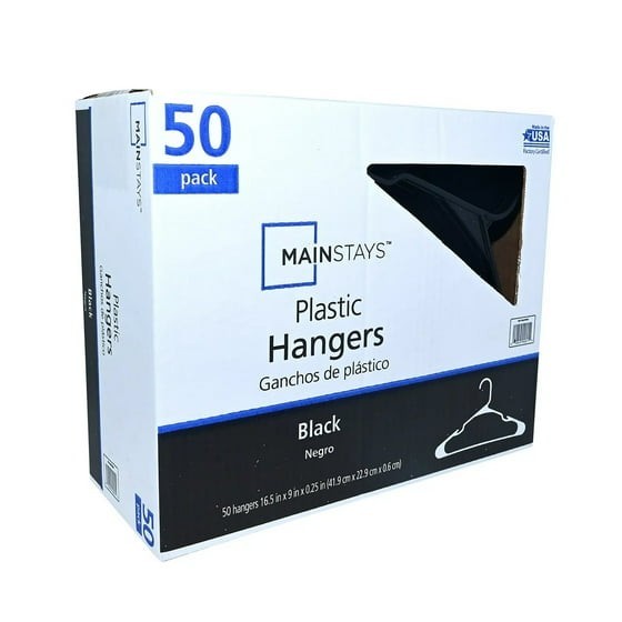 Plastic Clothes Hangers - 50 Pack, Lightweight & Durable - Everyday Use - Black Plastic Clothes Hangers - 50 Pack, Lightweight & Durable - Everyday Use - Black