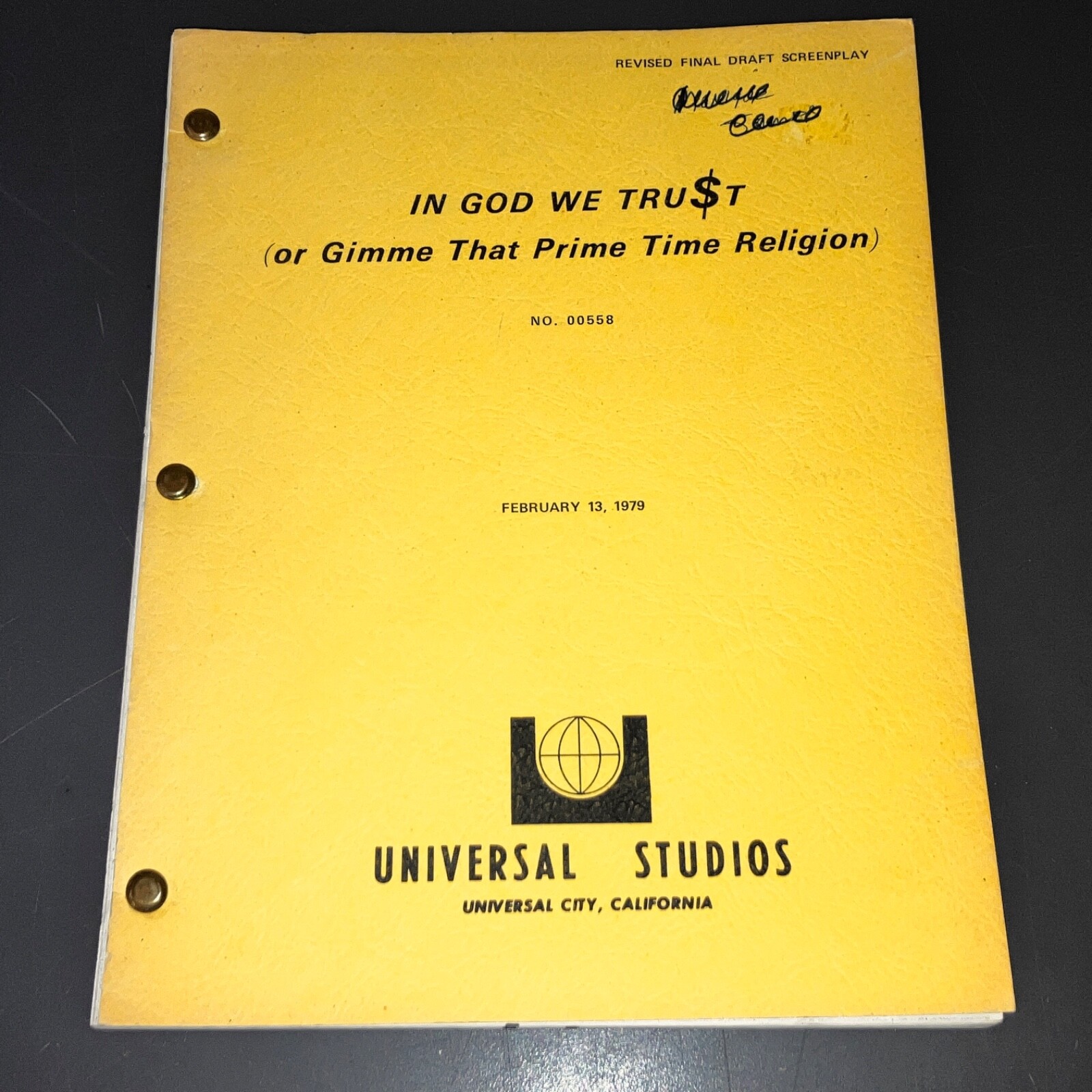 IN GOD WE TRUST Marty Feldman Final Draft Script (1973) COA