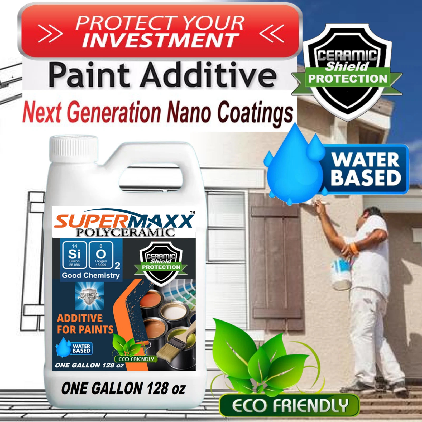 PAINT ADDITIVE FOR LATEX HOUSE PAINT ADVANCED LONG TERM CERAMIC PROTECTION 128oz
