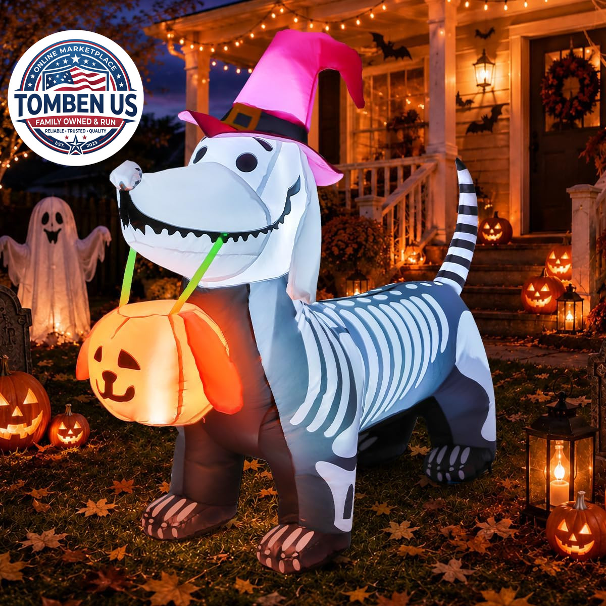 5.5 FT Halloween Inflatables Outdoor Decorations Skeleton Puppy Inflatable Yard 5.5 FT Halloween Inflatables Outdoor Decorations Skeleton Puppy Inflatable Yard