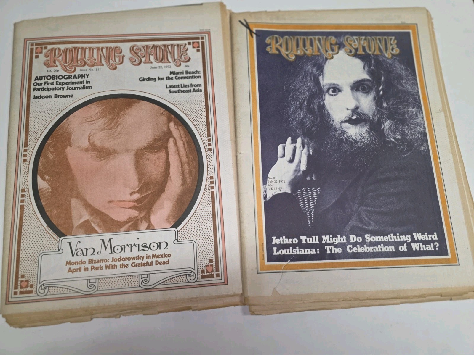 2 MAGS Rolling Stone Magazine No 87 July 22,1971 JETHRO TULL Van Morrison No 111