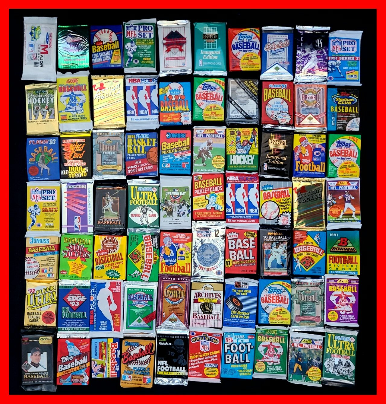 +250 Lot of Vintage Unopened Basketball Baseball Football Cards in Sealed Packs