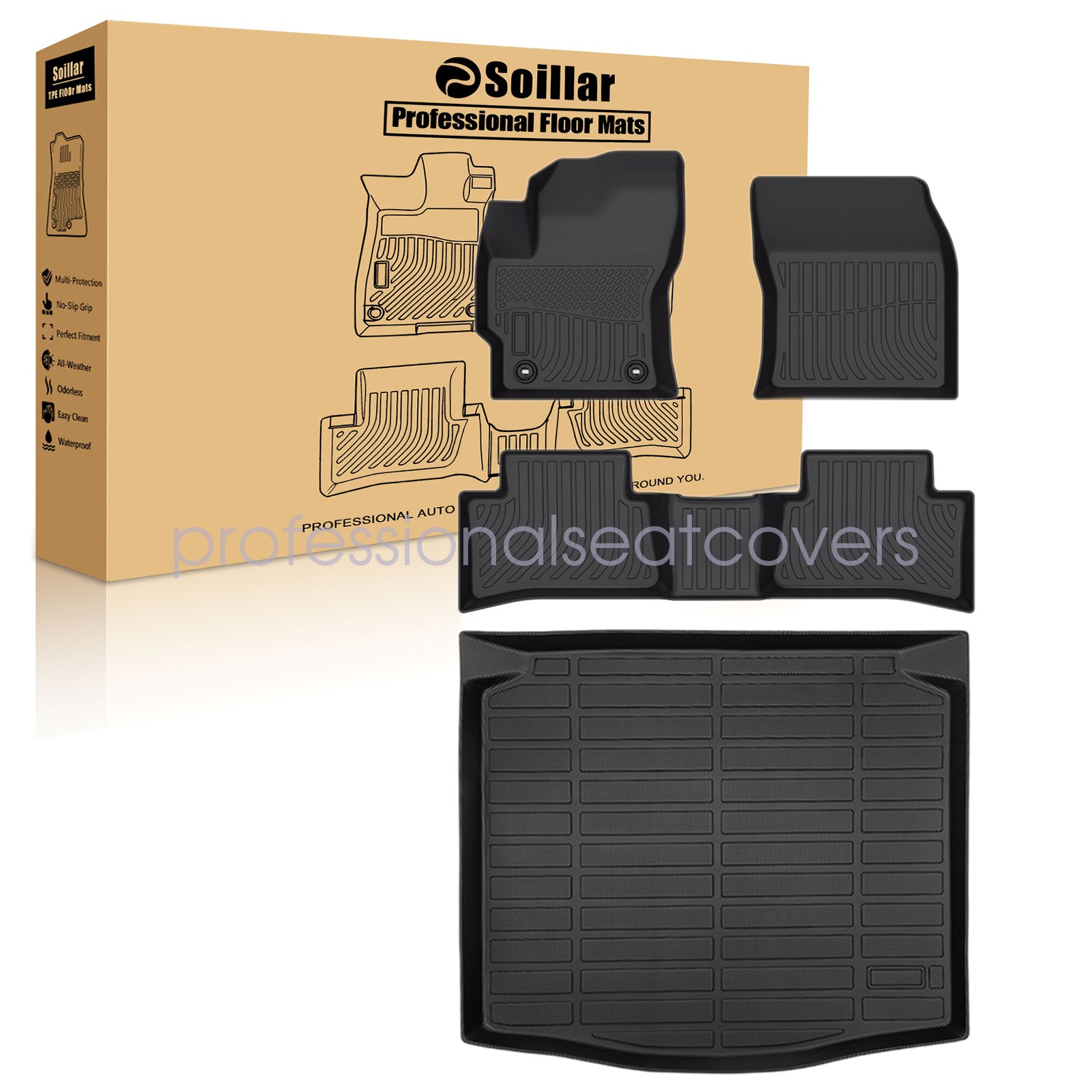3D TPE Floor Mats & Trunk Cargo Liner Set For 2022-2025 Toyota Corolla Cross FWD