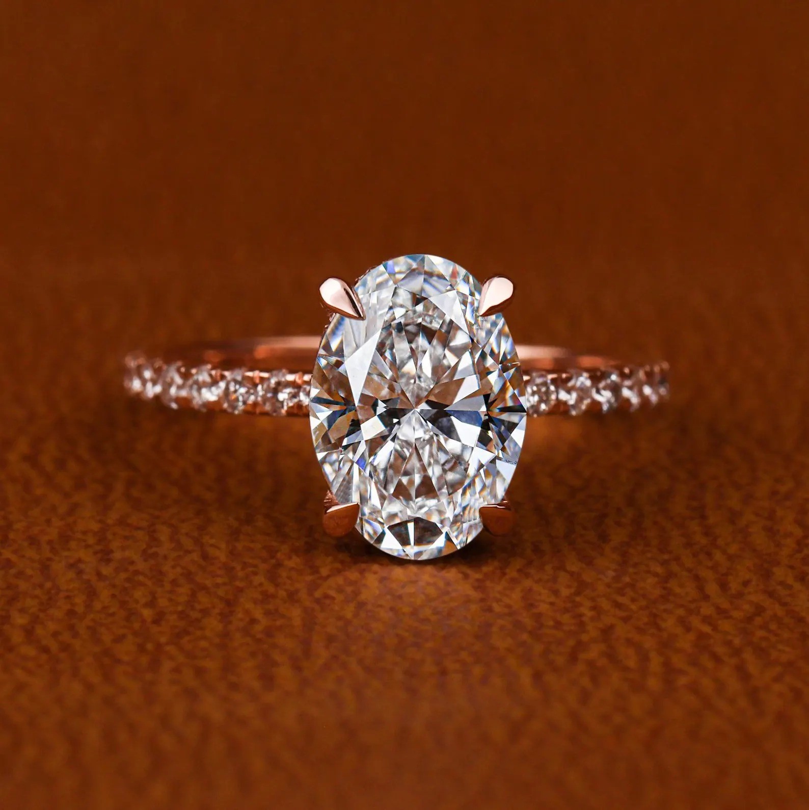 14K Rose Gold 2.50 Ct Oval Cut IGI Certified Lab Grown Diamond Engagement Ring