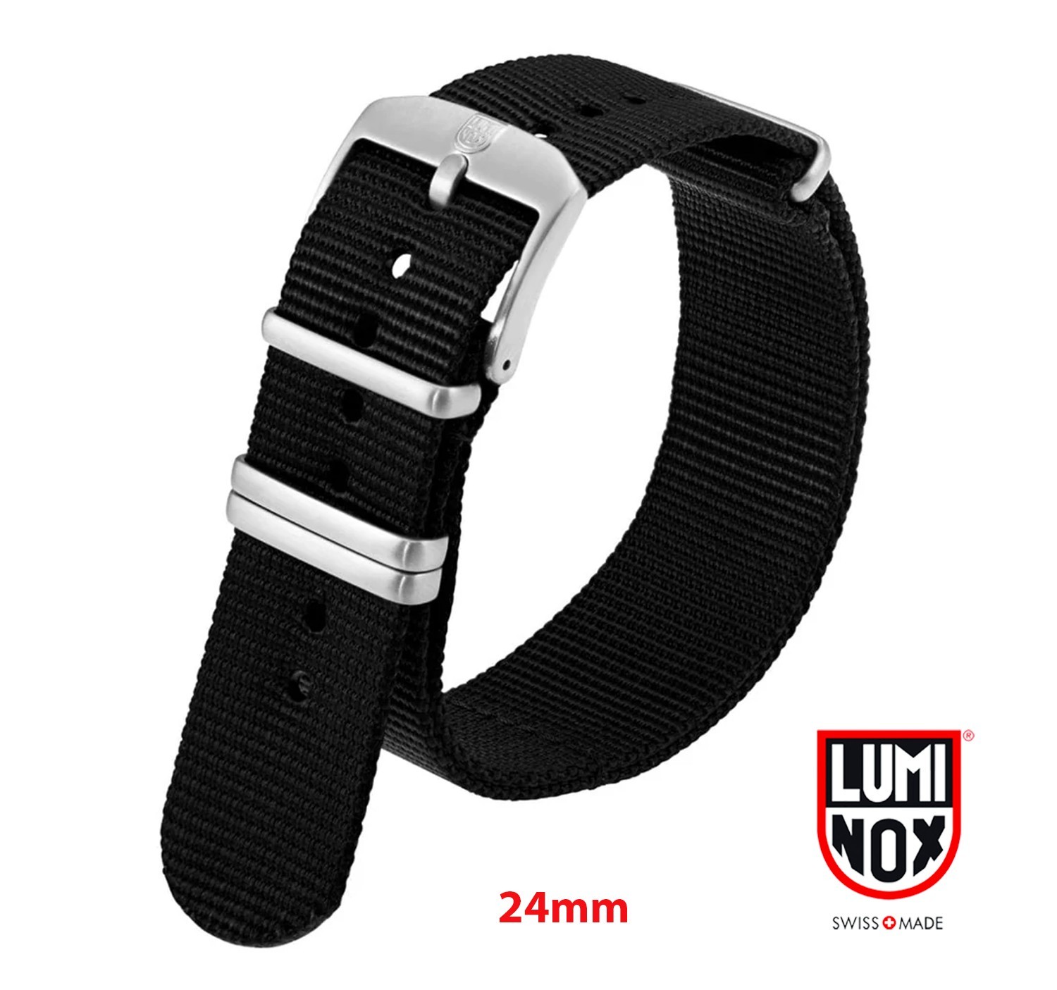 LUMINOX NAVY SEALS NYLON STRAP BLACK 24mm 4 RIGNS 3200 3500, 3580, 8840, 9240