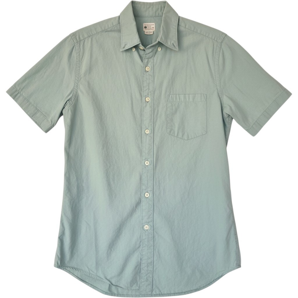 J.Crew Sunwashed Oxford Mens Light Green Short Sleeve Button Down Size S Preppy