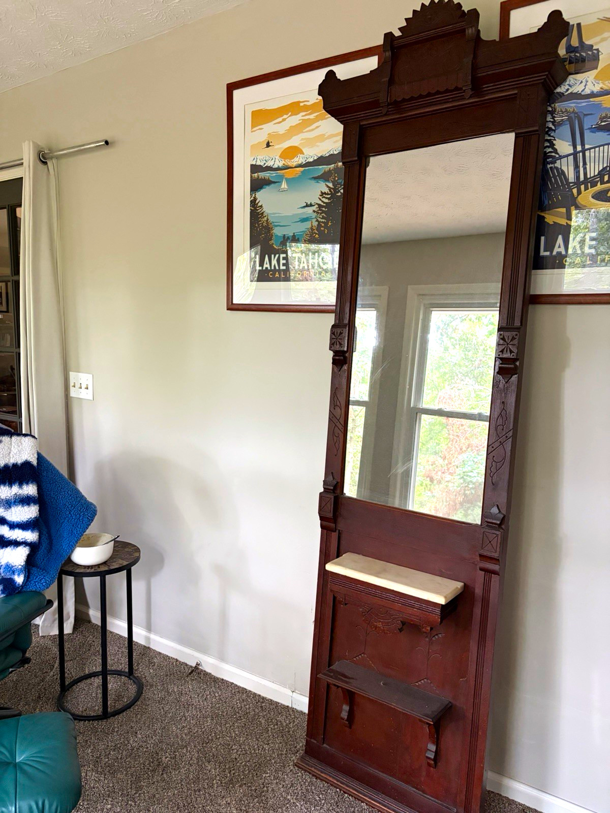 American Victorian Eastlake / Modern Gothic walnut pier mirror, circa 1875–1881