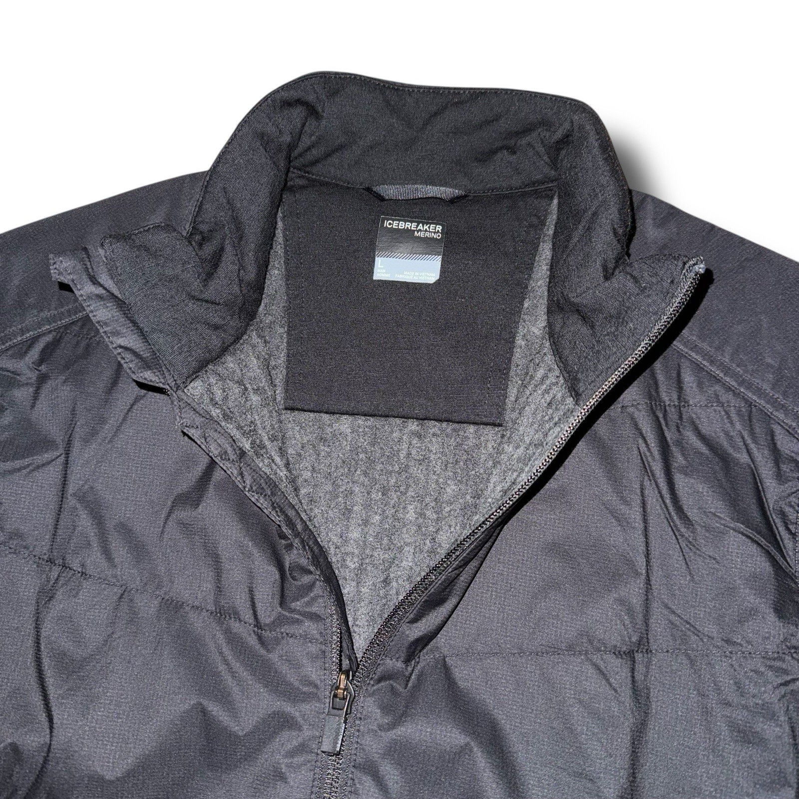ICEBREAKER Jacket Large MerinoLOFT Descender Hybrid Mid-Layer Wool Front Zip