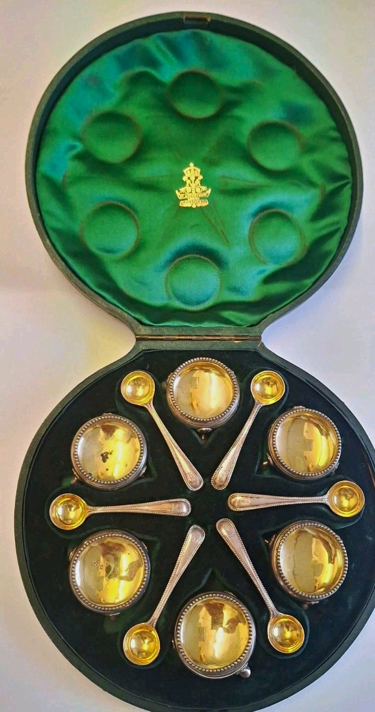Elkington and Co Antique Hallmarked 925 Sterling Silver Salt Spoons 1863