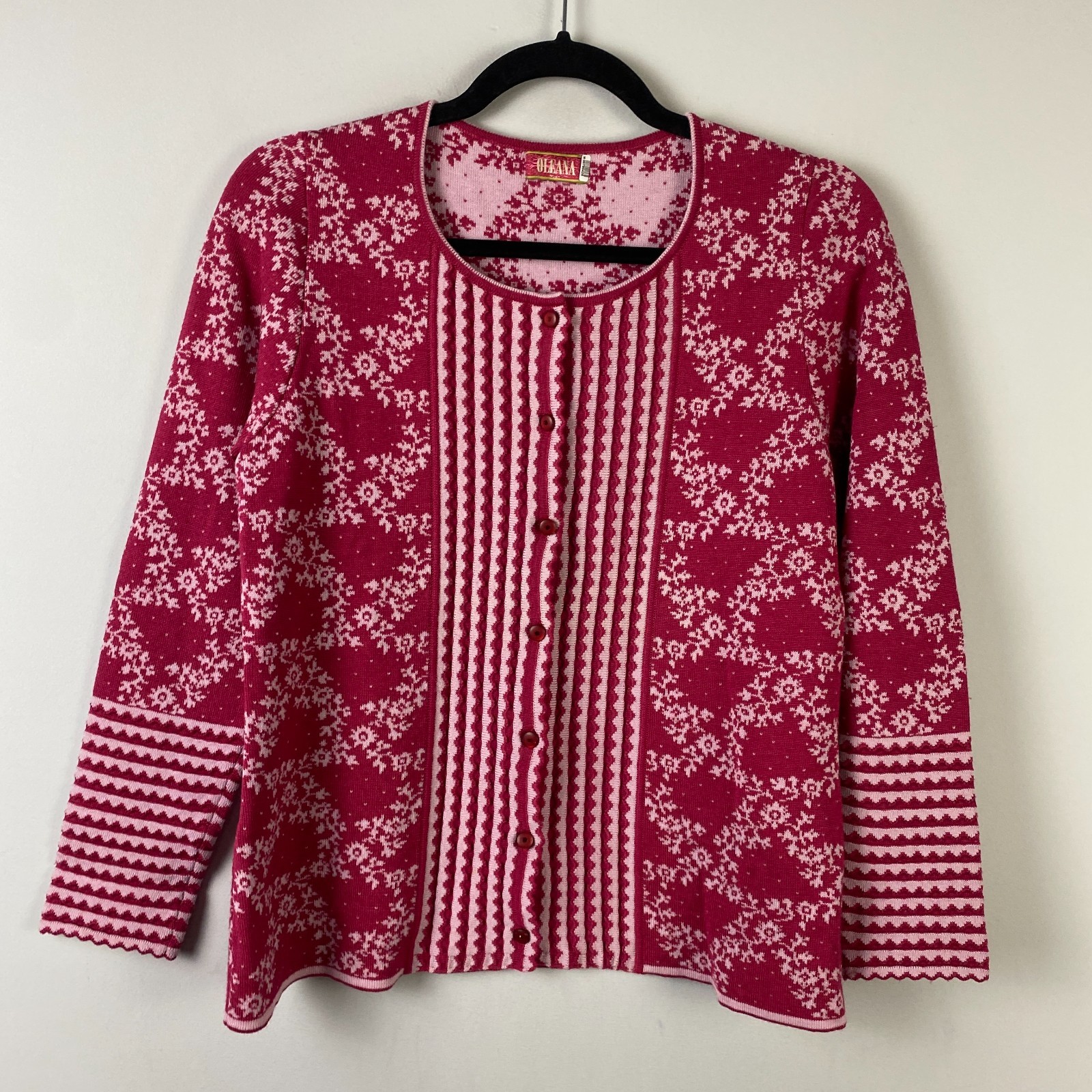 Oleana Espeland Merino Wool Silk Floral Cardigan w/ Tank Top Womens Small