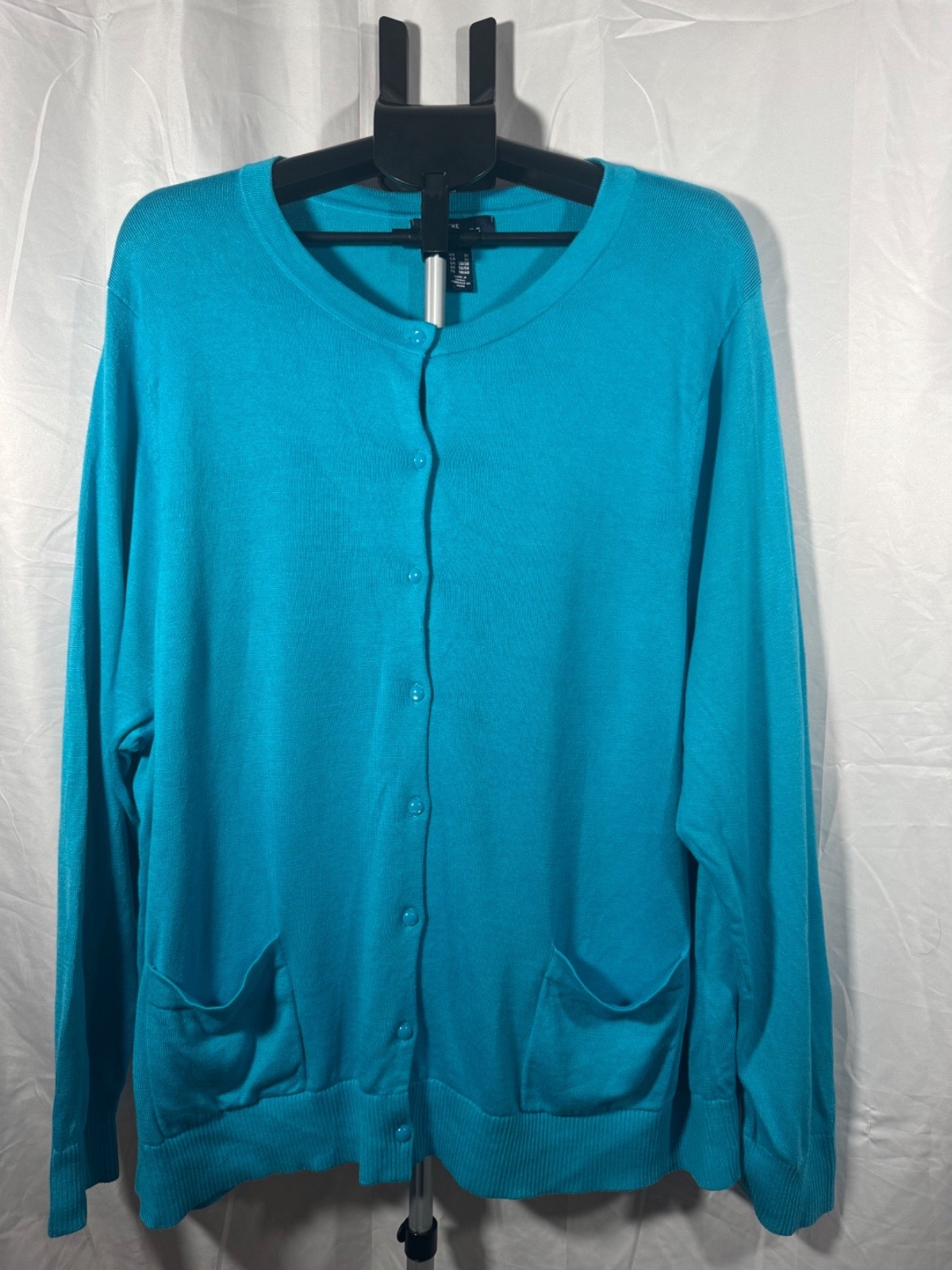 Lands End Womens Turquoise Blue Cardigan Size UK 28 30 US 3X Button Front Sweate Lands End Womens Turquoise Blue Cardigan Size UK 28 30 US 3X Button Front Sweate