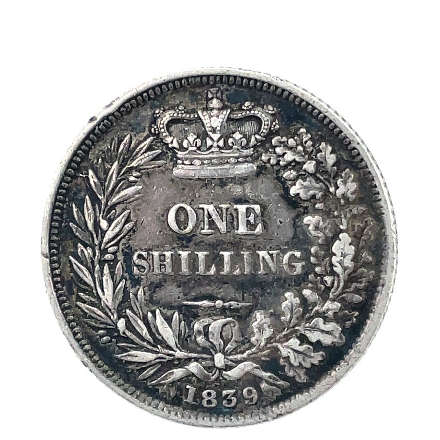 1839 Great Britain, One Shilling, Sterling Silver, Victoria, KM# 734.1